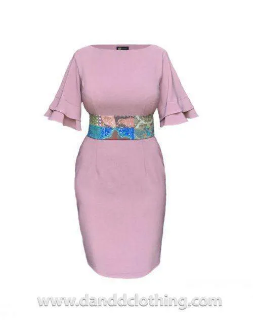 African Pink Office Dress