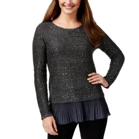Alfani - Pleated Hem Sequin Sweater