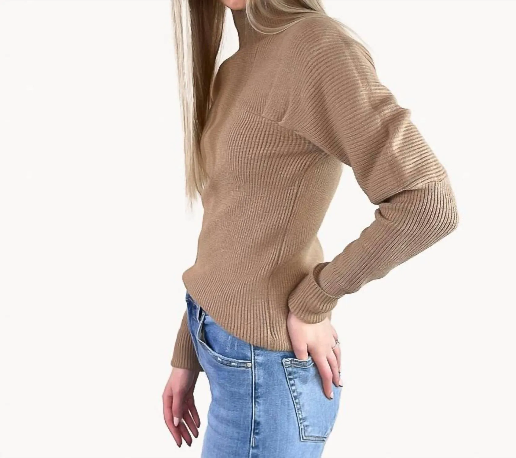 &Merci - Ribbed Mock Neck Sweater