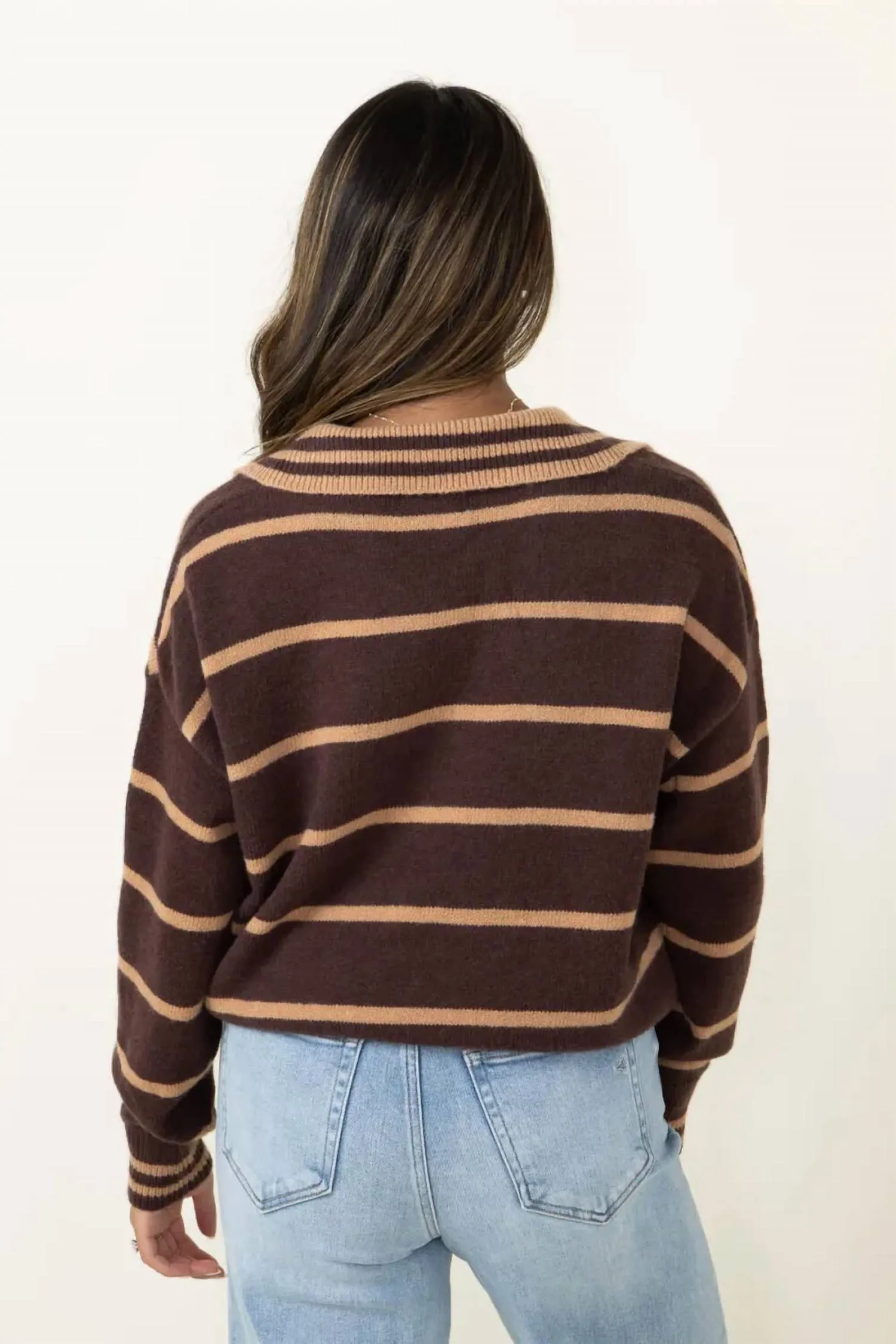 &Merci - Striped Collared Sweater