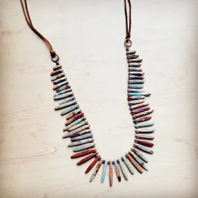 Aqua Terra Slab Necklace with Genuine Leather Ties 250b