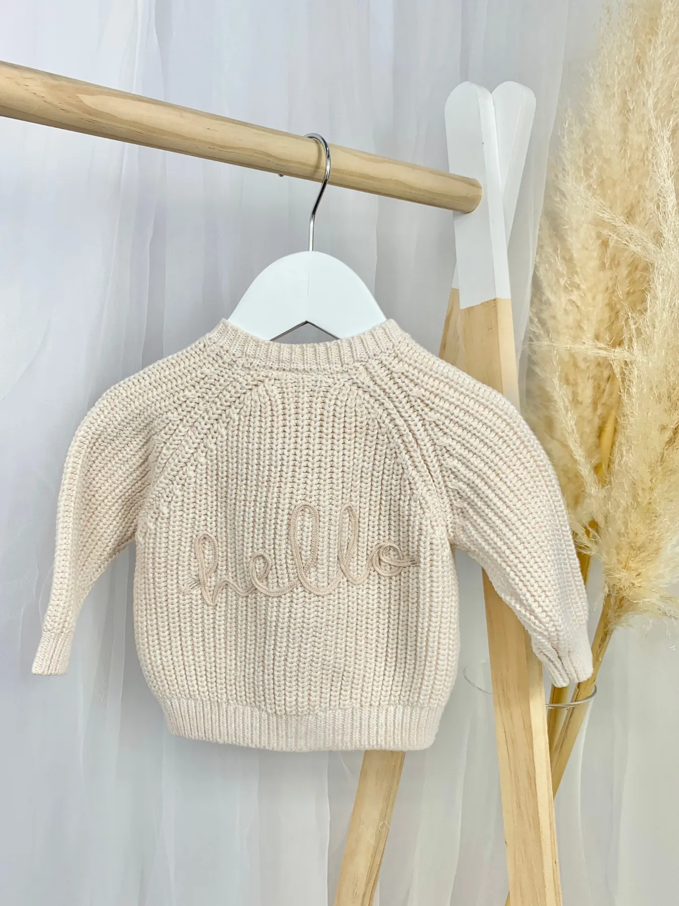 Baby 'Hello' Beige Cardigan