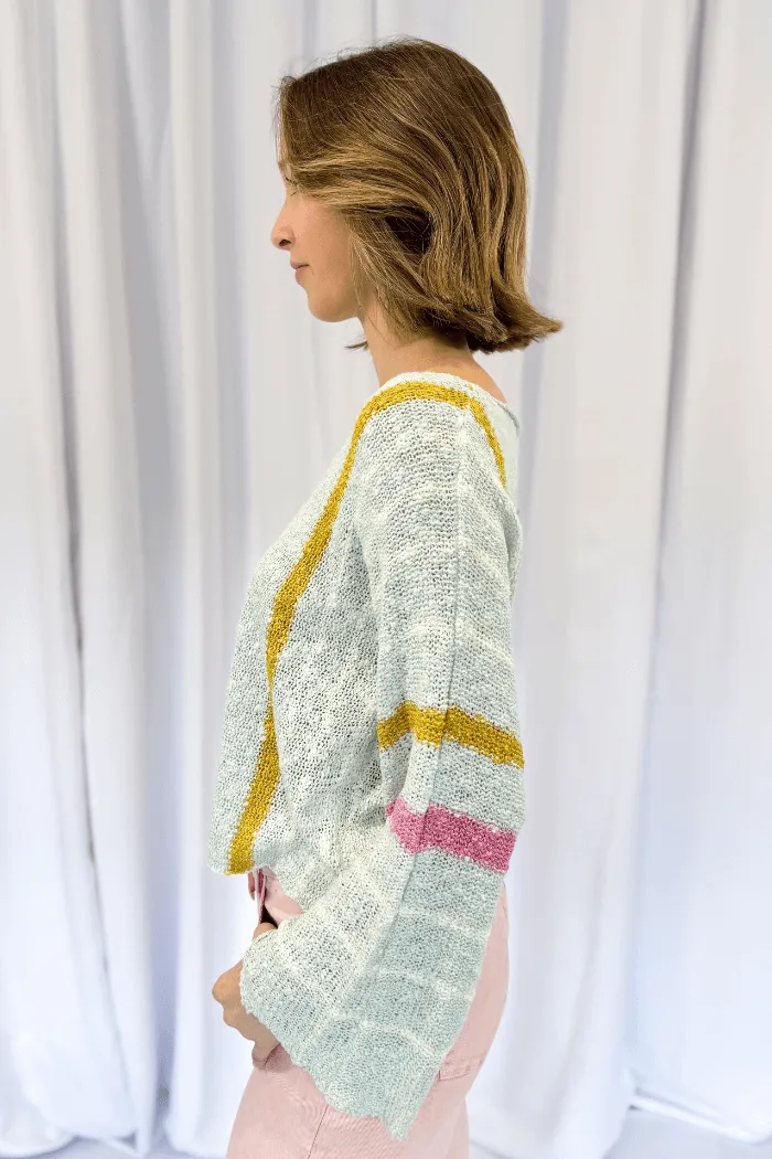 Bell Sleeve Boat Neck Sweater in Mint
