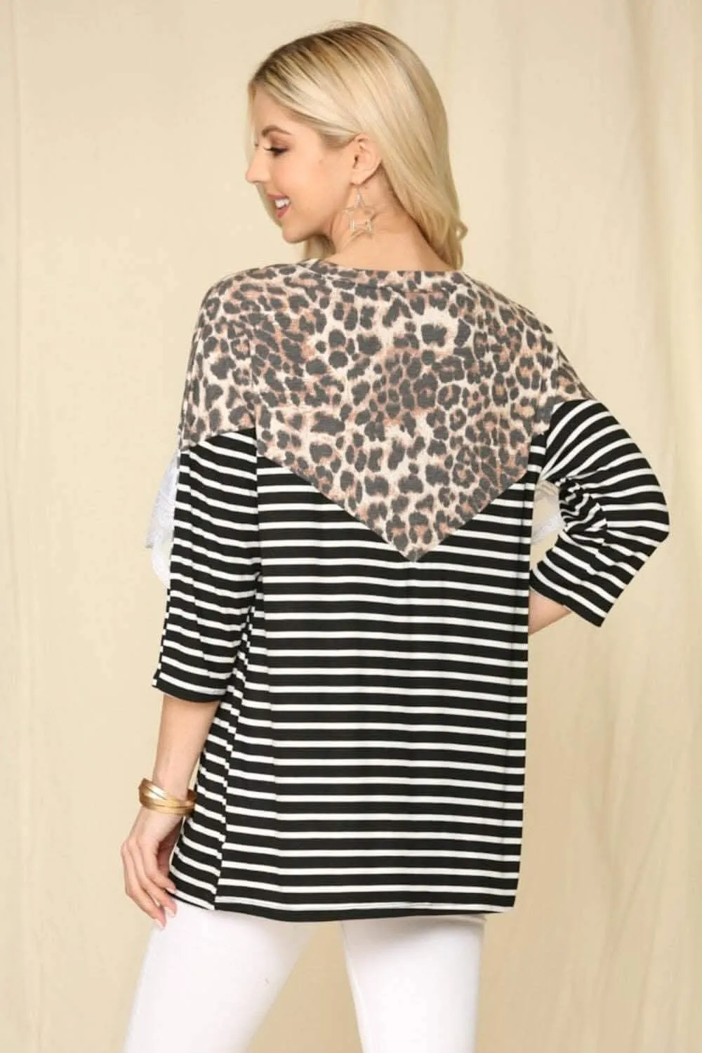 Celeste plus size leopard stripe tee