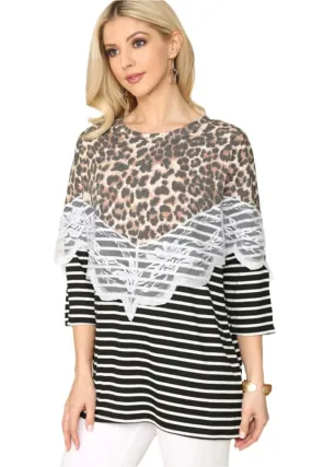 Celeste plus size leopard stripe tee