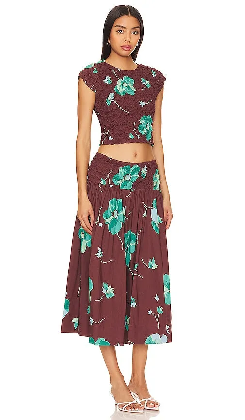Free People Carino Printed Set in Chocolate