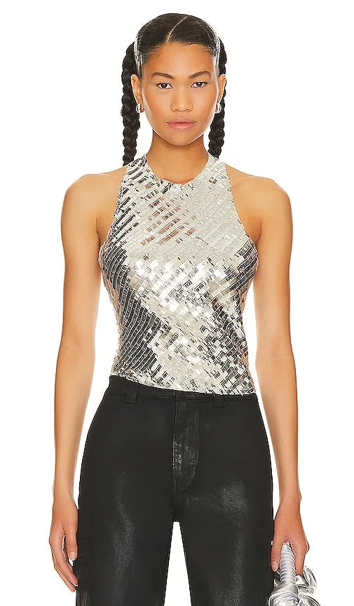 Free People x Intimately FP Disco Fever Cami In Silver Combo in Metallic Silver