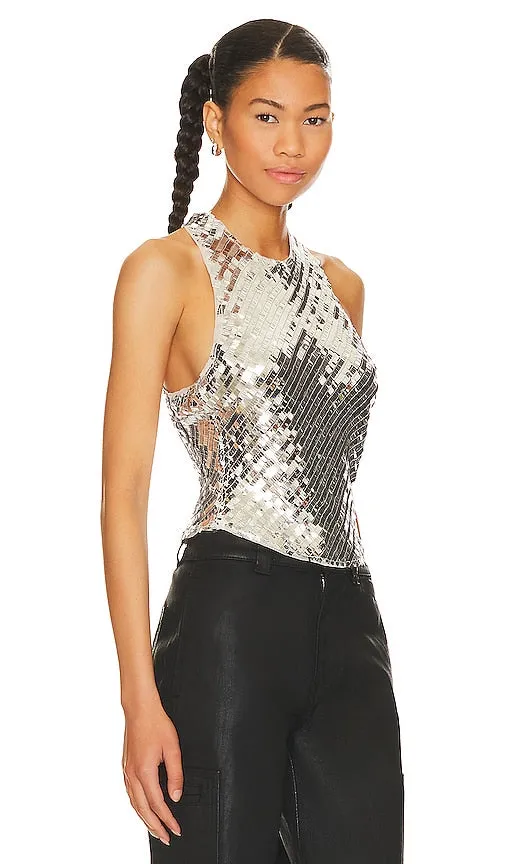 Free People x Intimately FP Disco Fever Cami In Silver Combo in Metallic Silver