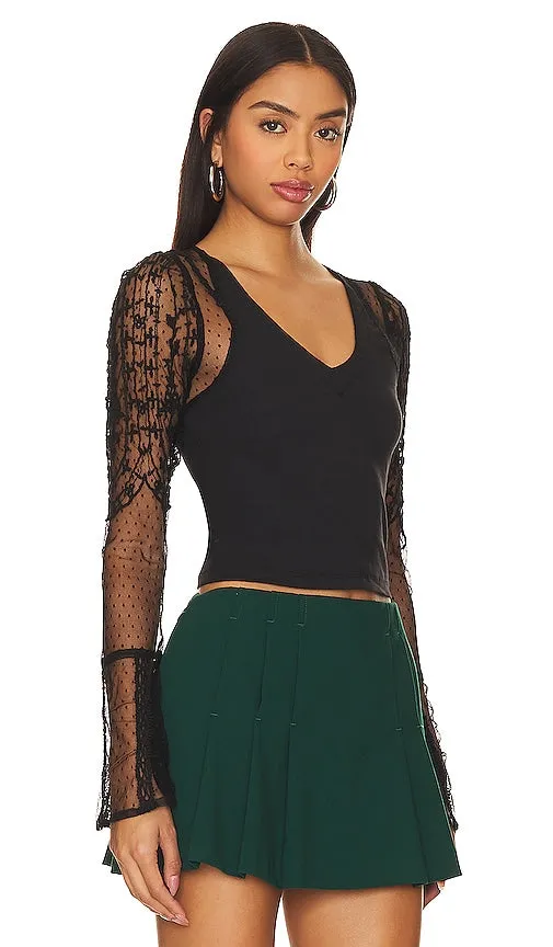 Free People x REVOLVE Who's That Girl Long Sleeve Top in Black