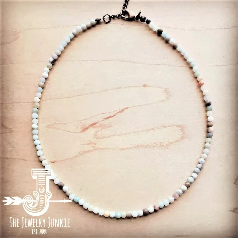 Frosted Amazonite Collar Length Beaded Necklace 252m