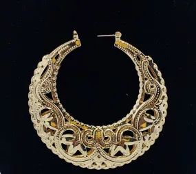 Large Round Gold Filigree Hoops