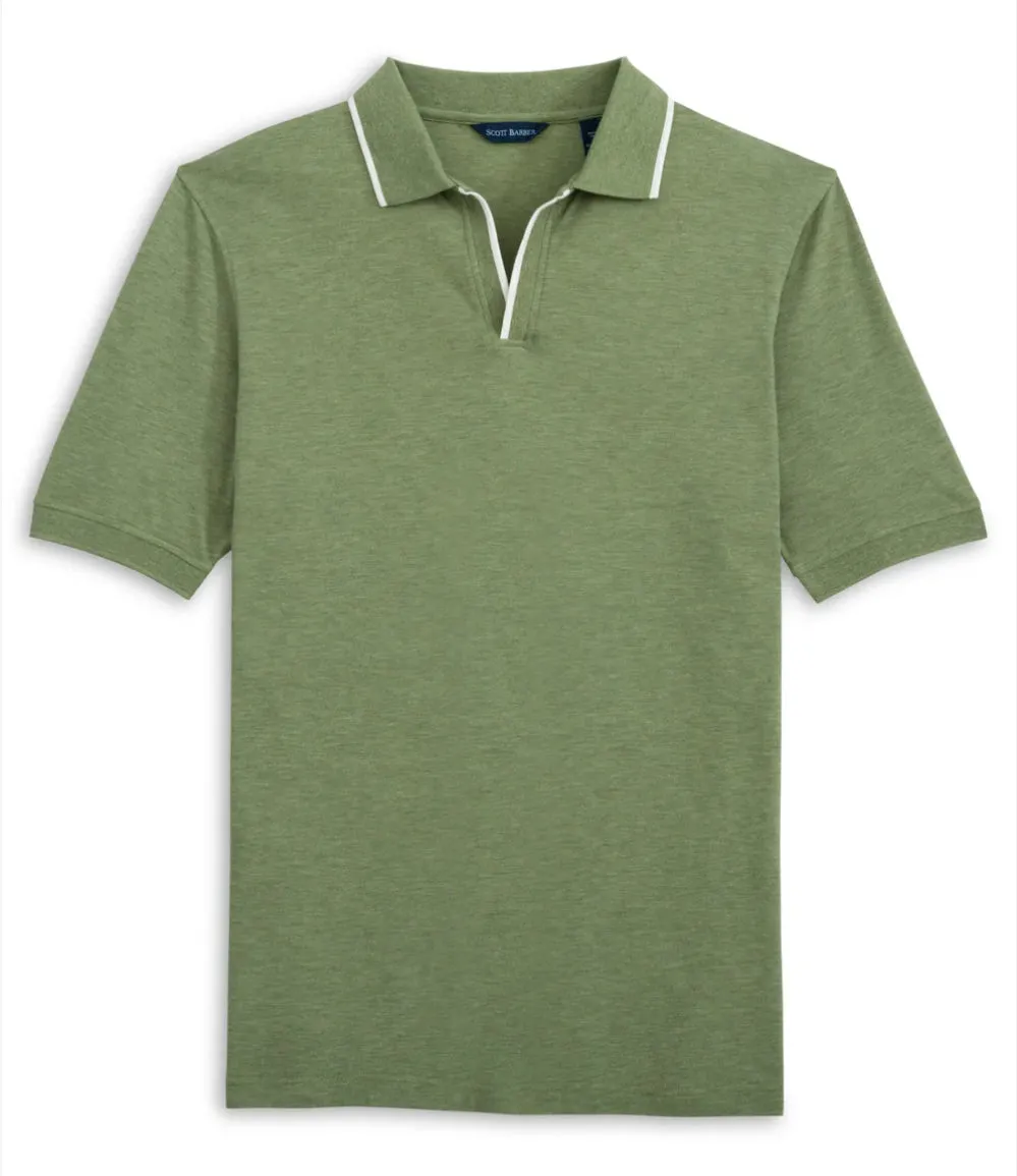 Pima Silk Johnny Collar Polo - Sage