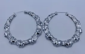 Silver Tone Bamboo Hoops
