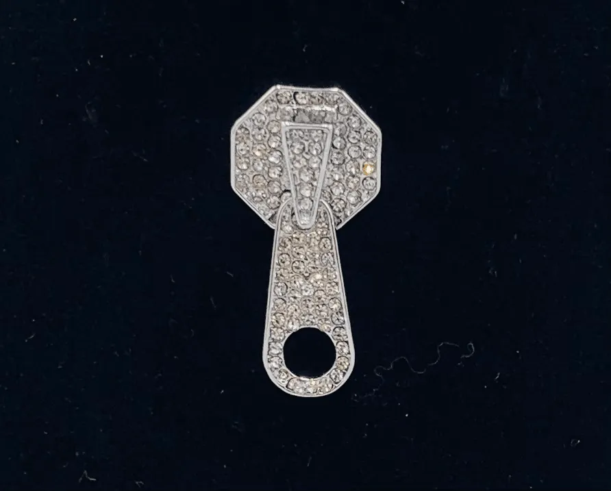 Silver Tone Bling Zipper Studs
