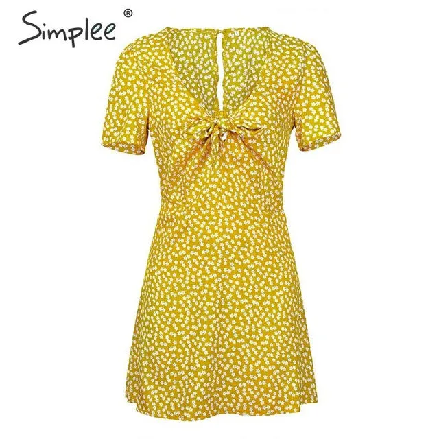 Simplee Casual Bohemain floral print short dress