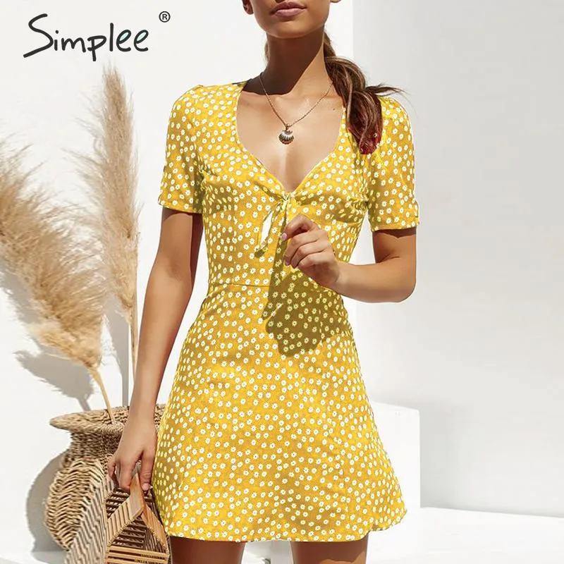 Simplee Casual Bohemain floral print short dress